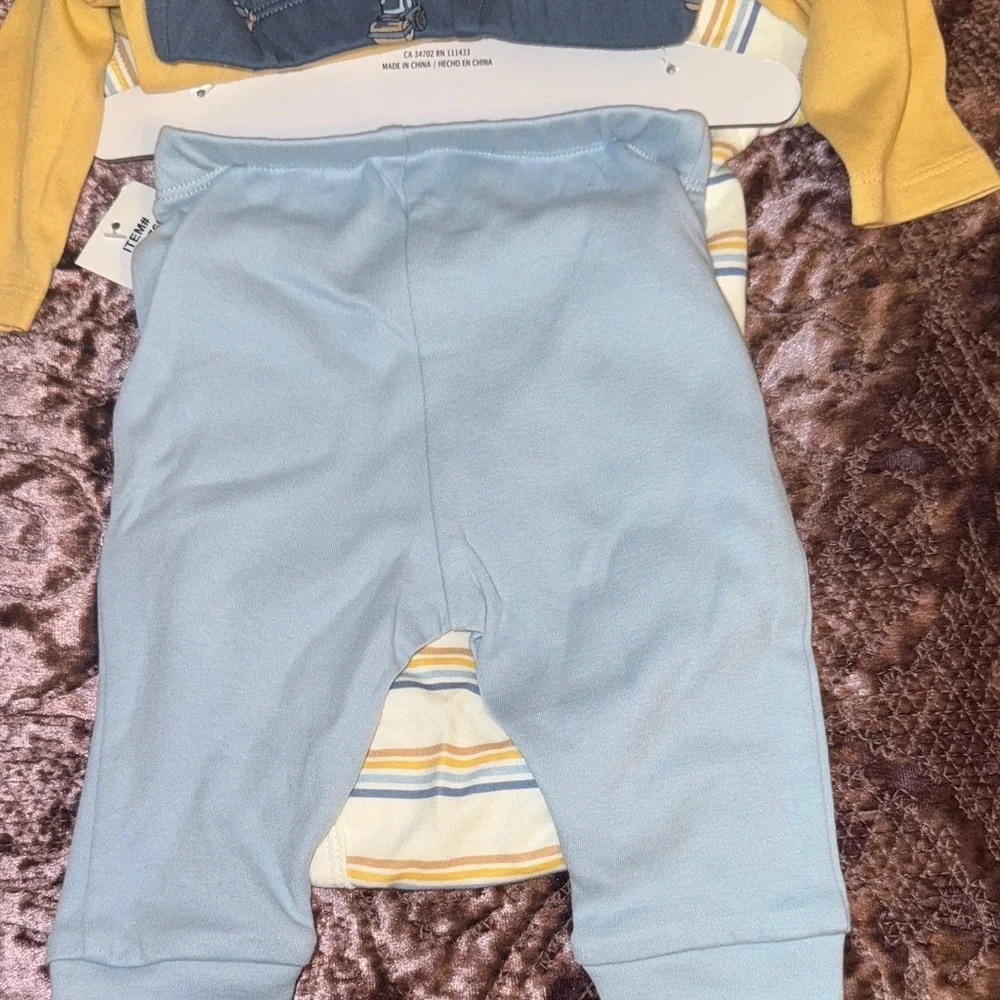 Pekkle Yellow and Blue Striped Baby Bodysuit